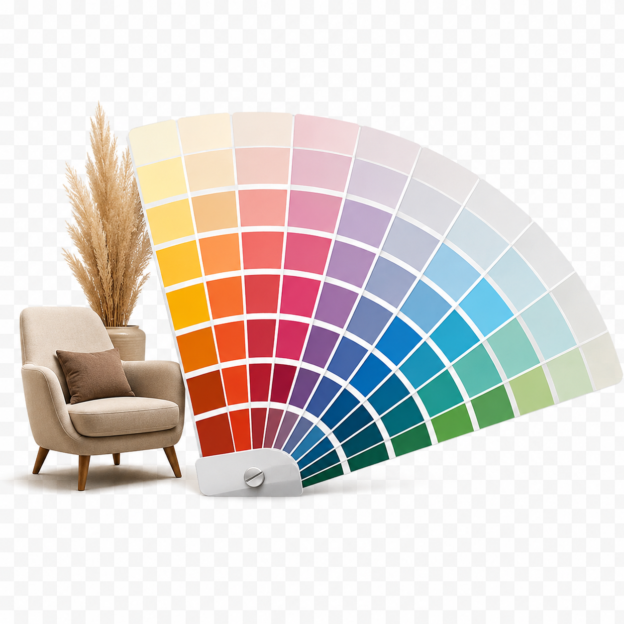Colour fan and interior chair